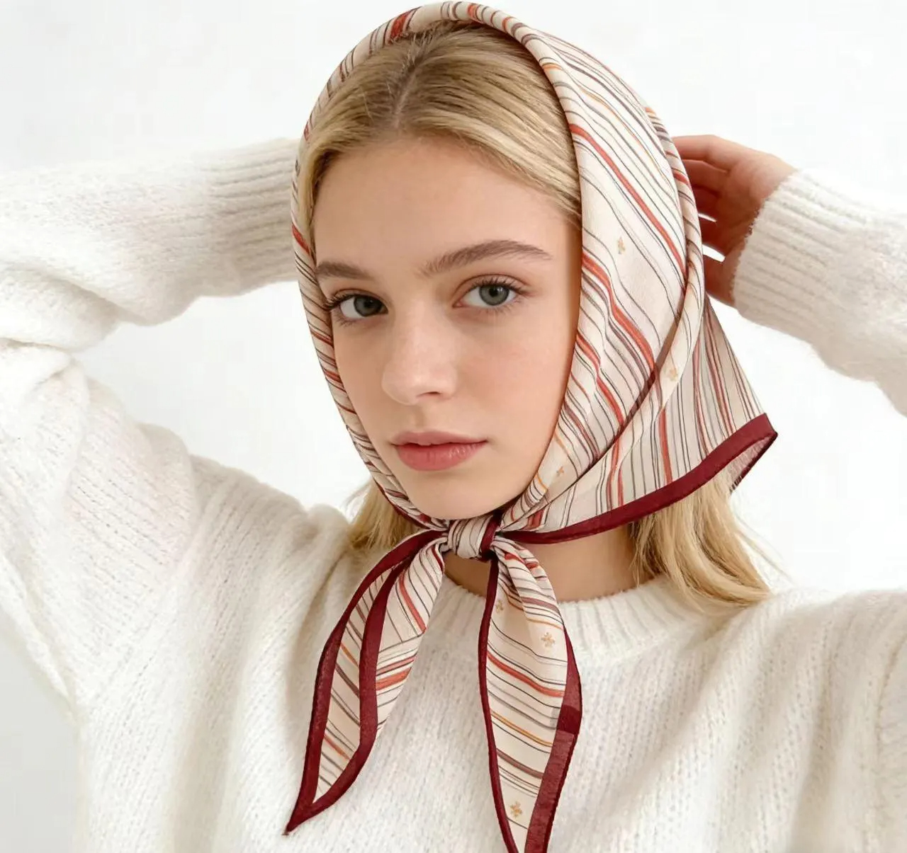 Minimalist Stripe Print Square Scarf,