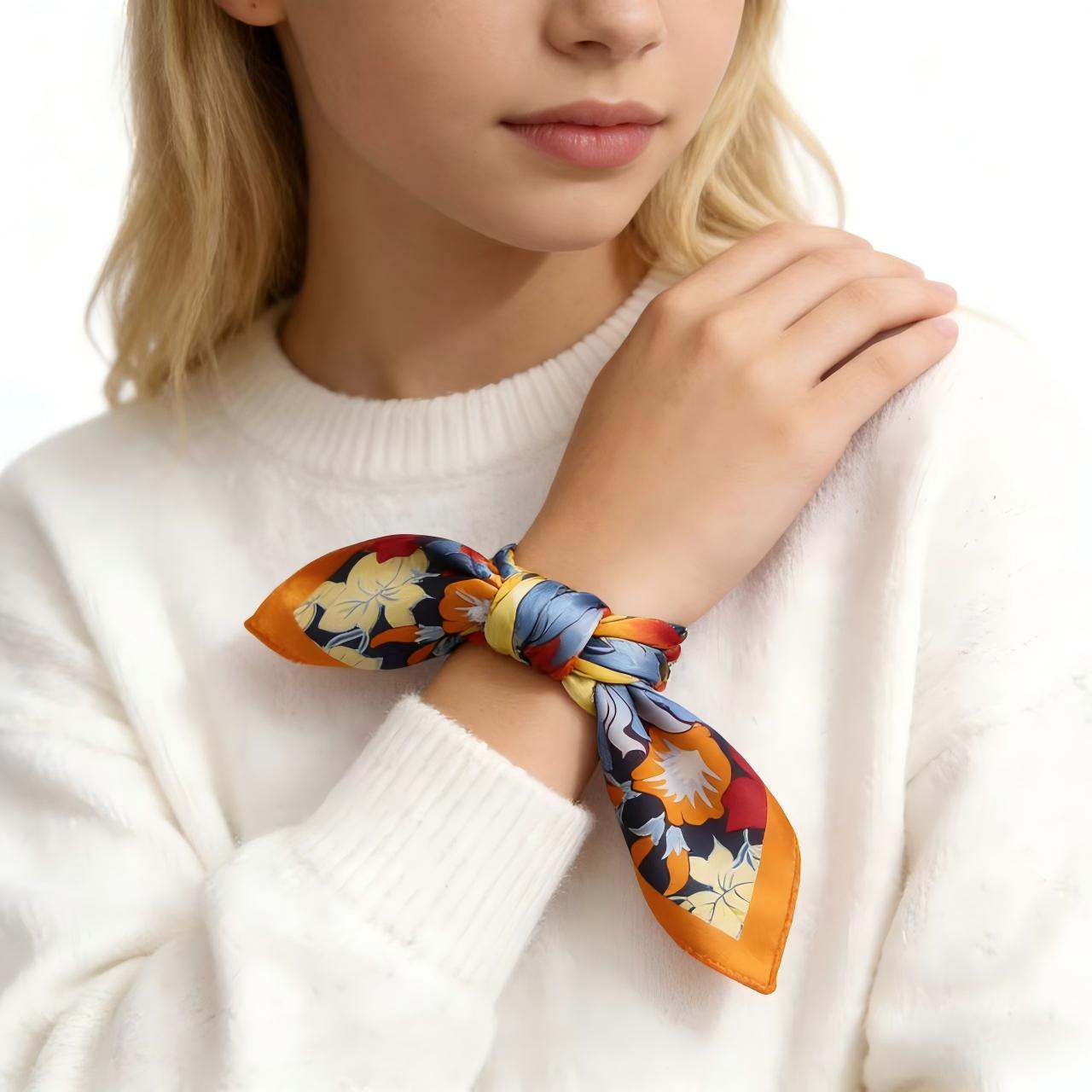 Multicolor Bloom Print Square Scarf