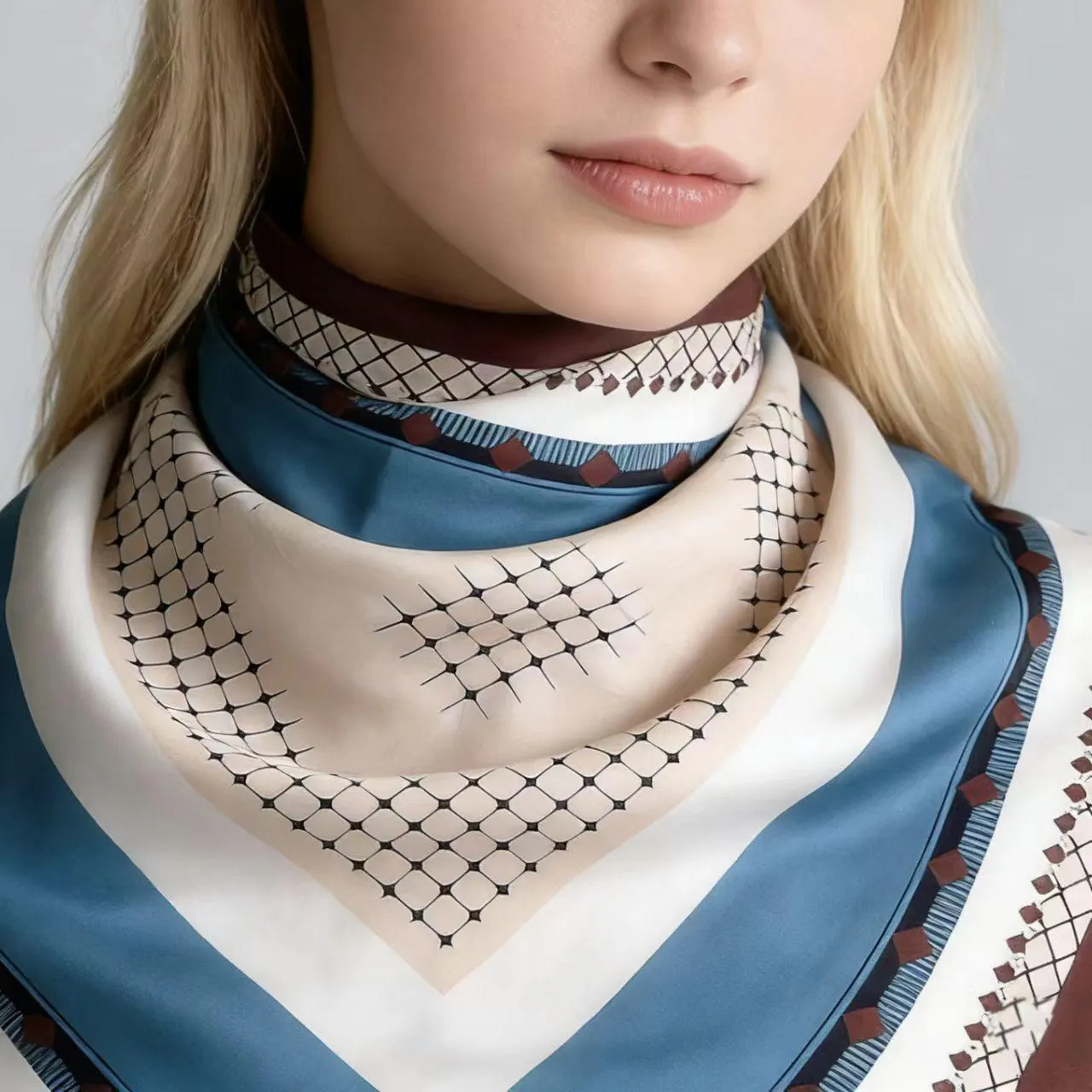 Vintage Inspired Frame Print Square Scarf