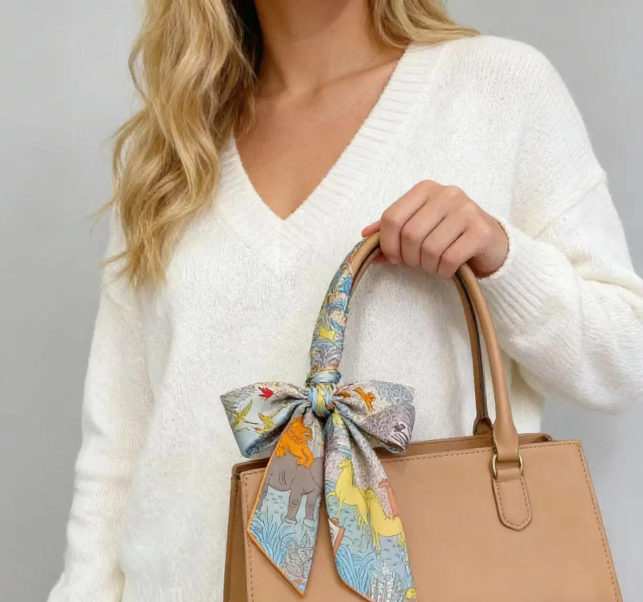 Pastel Wildlife Scene Square Scarf